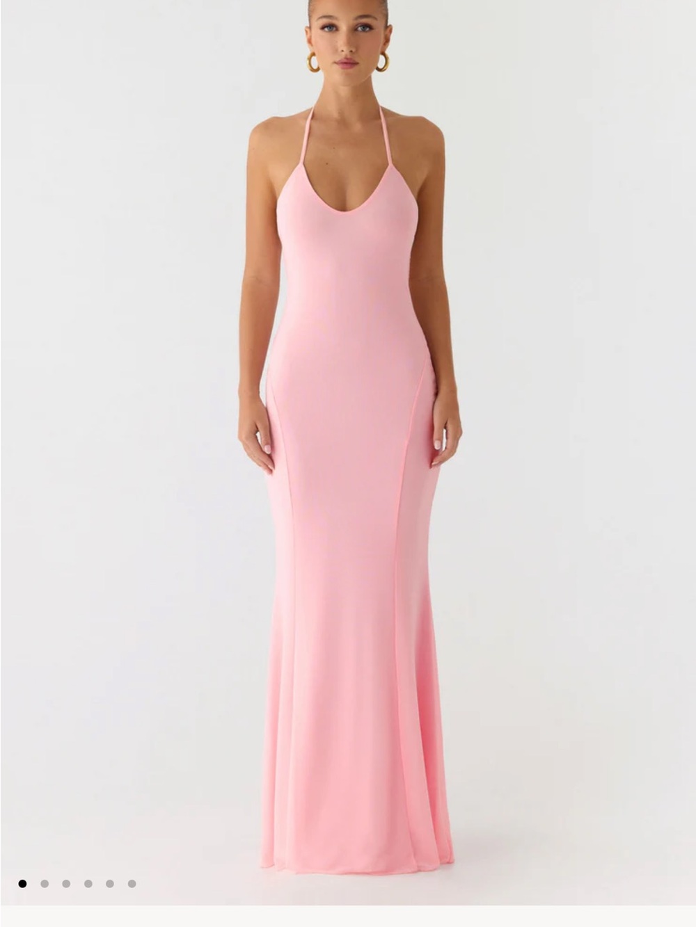 Peppermayo Pink Halter-Back Maxi Slip Dress